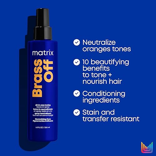Miniatura 4 de Matrix Brass Off - Spray tonificante sin enjuague todo en uno, nutre y neutraliza los tonos cobrizos y naranjas con control de encrespamiento, para
