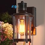 Lumières de porc avec GFCI Outlet, détecteur de mouvement de dusk to Dawn lumière extérieure, 3 Modes d'éclairage Installation extérieure, extérieur pour la maison Patio de porte (2 Boîte noire)