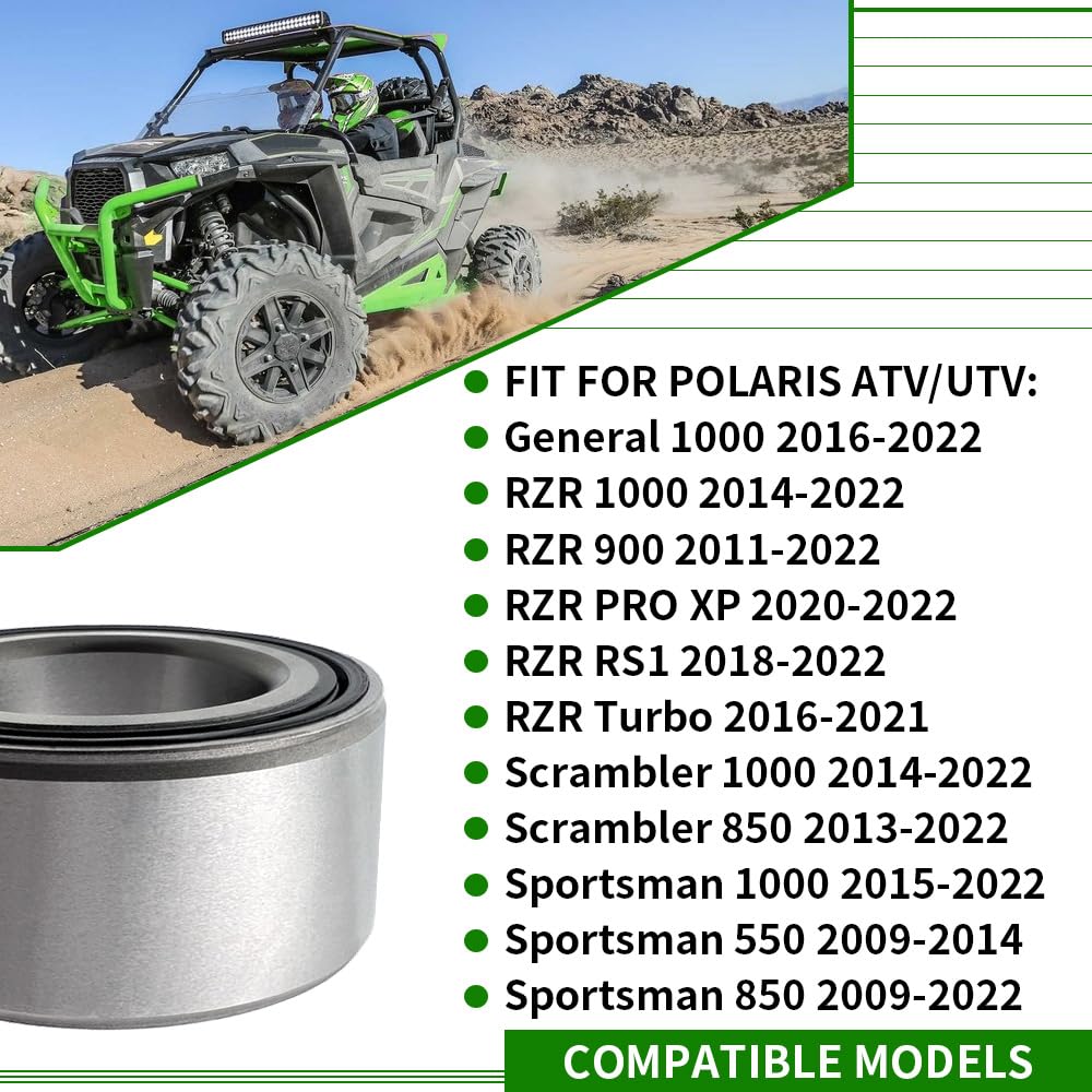 4PCS Front & Rear Wheel Bearings Kit Heavy Duty for Polaris ATV/UTV RZR 1000 900 PRO XP RS1Turbo Scrambler 1000 850 Sportsman 1000 850 550 2009-2022 (44x72x33) #3515090 3514924 3514699