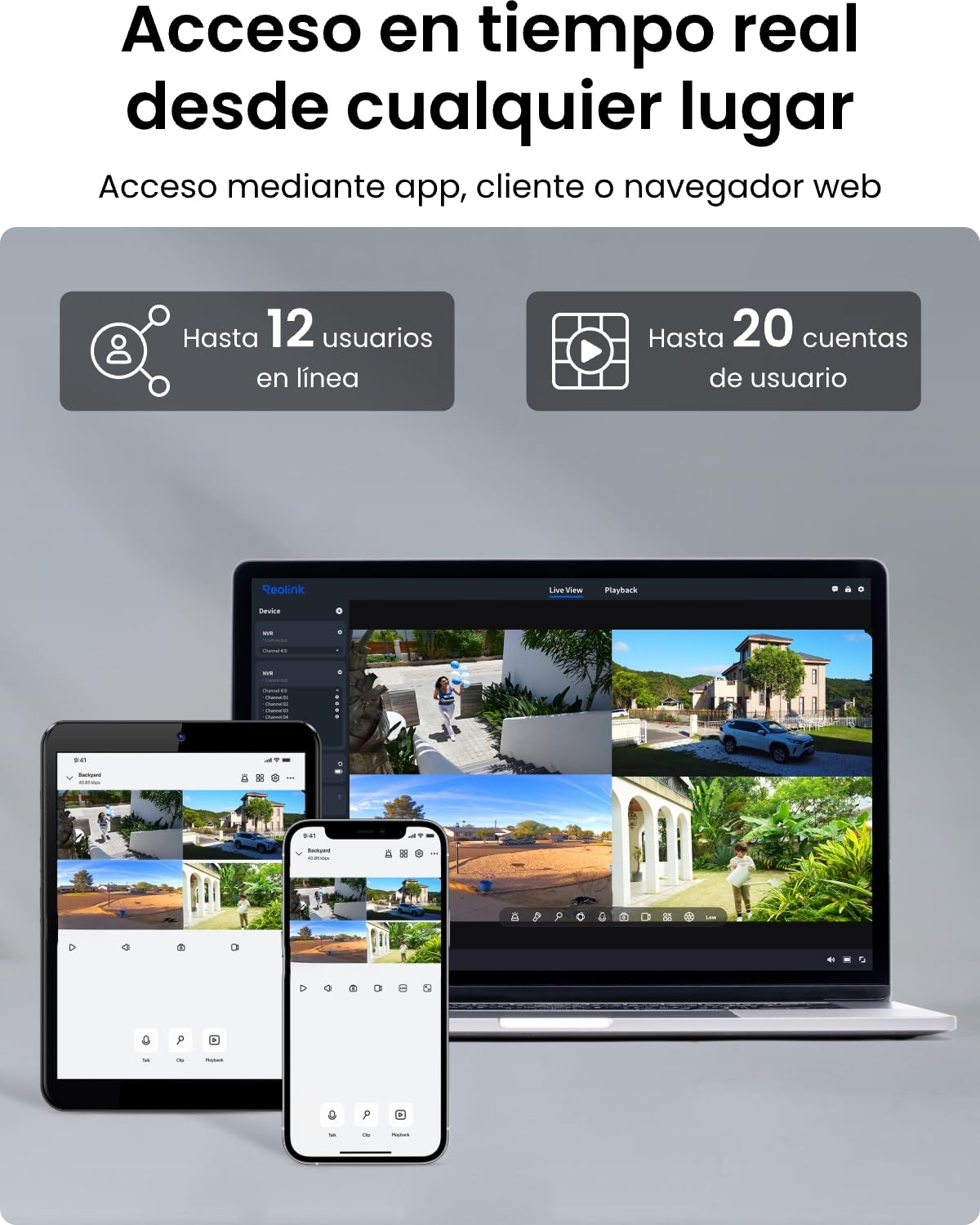 Reolink 4K Kit de Videovigilancia PoE para Exterior, 6X 8MP Cámaras IP, NVR 8CH con 2TB HDD, Grabación 24/7, Detección de Personas/Vehículos, Visión Nocturna, IP67 Impermeable, RLK8-800B6
