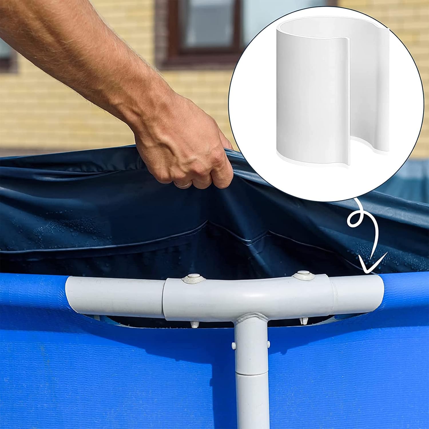 Jetec 16 Pcs White Pool Cover Clips for Above Ground Pools PVC Clamps for Swimming Pool Wind Guard Cover Clips for 1-1/2 Inch PVC Pipe for Securing Swimming with Metal Railing