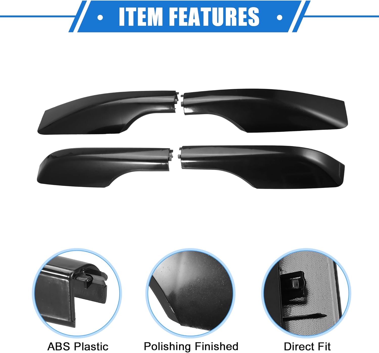 4pcs Car Roof Rack Side Rails End Cover Cap Compatible for Toyota Land Cruiser LC200 J200 2008-2021, Durable Plastic Black Cargo Rack Legs Protection