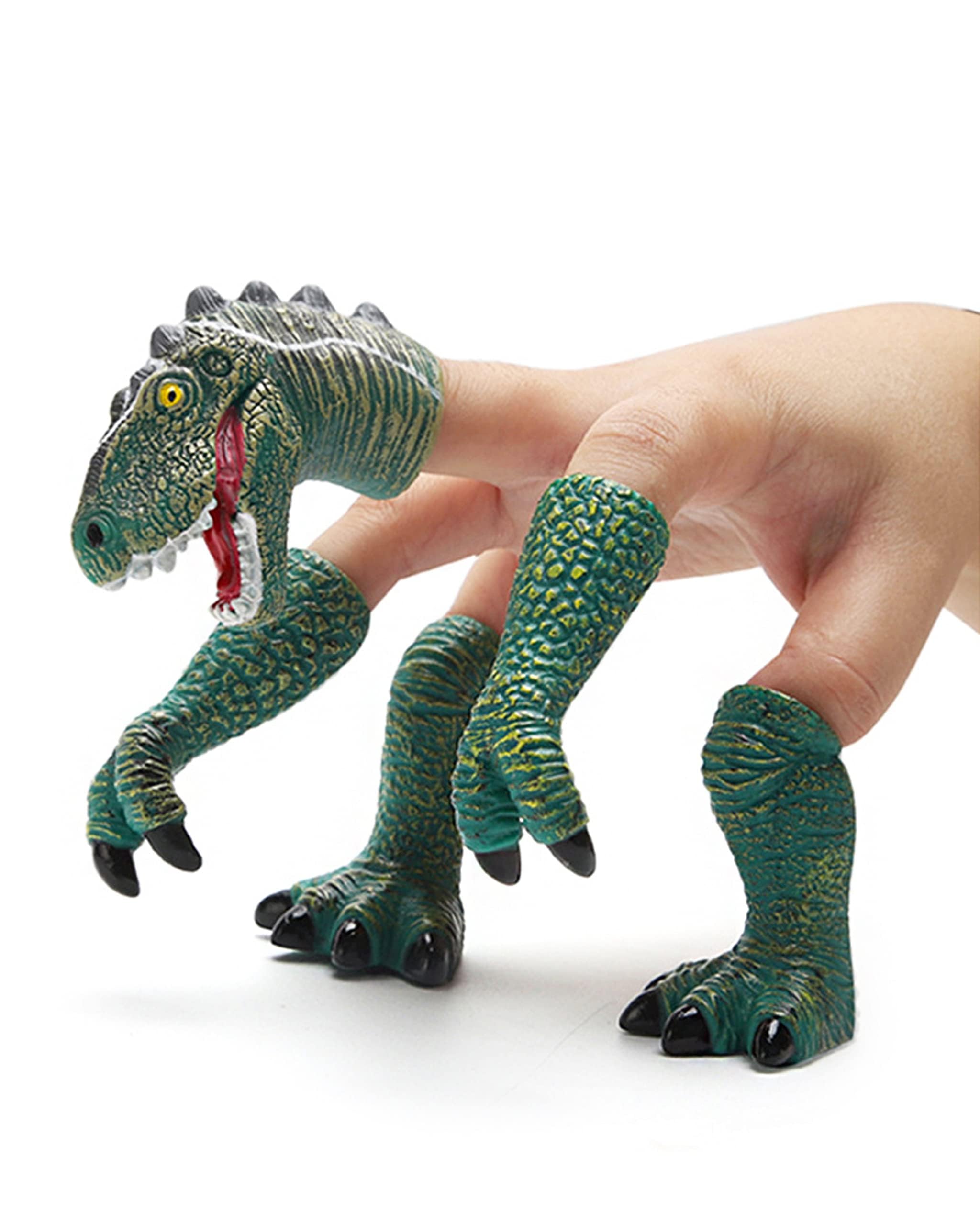 AQKILO Dinosaur Finger Puppet, Tiny Hands Theater Prop, Funny Gag Gift for White Elephant, Easter Basket Swaps, Adults and Kids