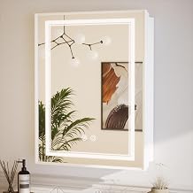 TETOTE 24 x 30 White Led Lighted Medicine Cabinet Mirror with 3-Color Lights, Wall Mount or Recessed Cabinet Mirror for Bathroom with Storage, Tempered Glass, 2 Outlets, Anti-Fog, Adjustable Shelf