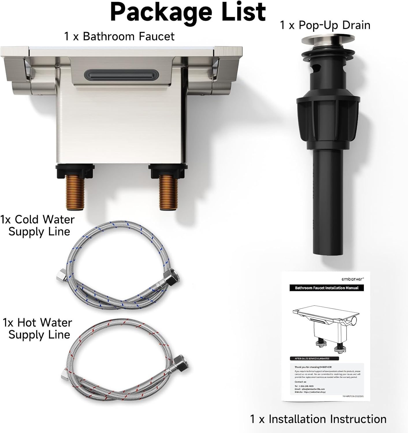 EMBATHER Bathroom Faucet with Storage Platform for Bathroom Sink - NSF Certified 2 Handle RV Bathroom Faucet, 4-Inch Brushed Nickel Bathroom Sink Faucet with Pop-up Drain