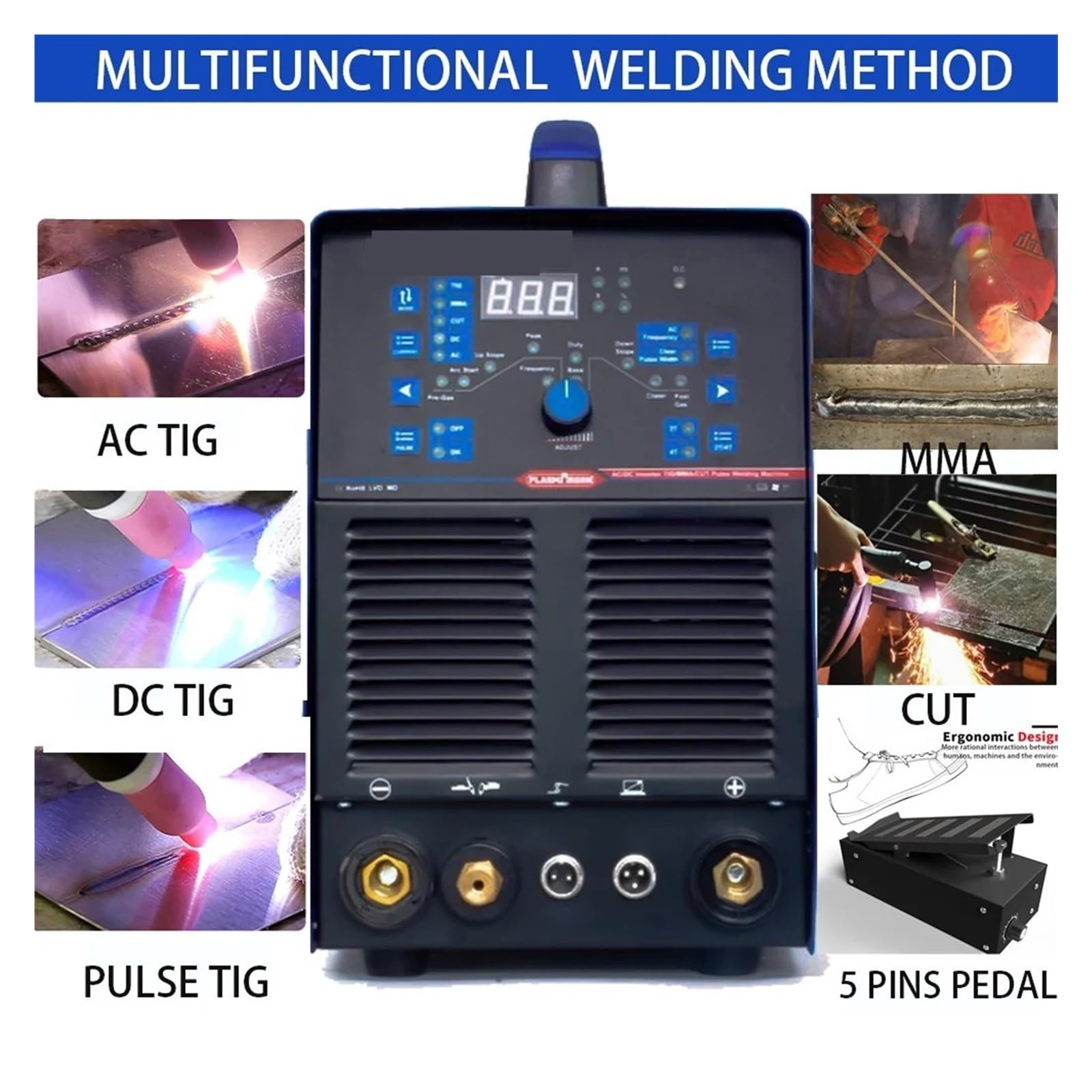 Taglierina al plasma, Saldatrice TIG in alluminio AC/DC Pulse 5 in 1 inverter semiautomatica senza gas