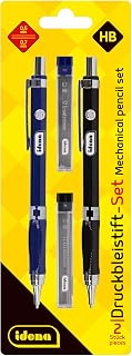 Idena 12145 - Druckbleistift-Set, 2 Stück, 0,5 und 0,7 mm, mit jeweils 12 Ersatzminen