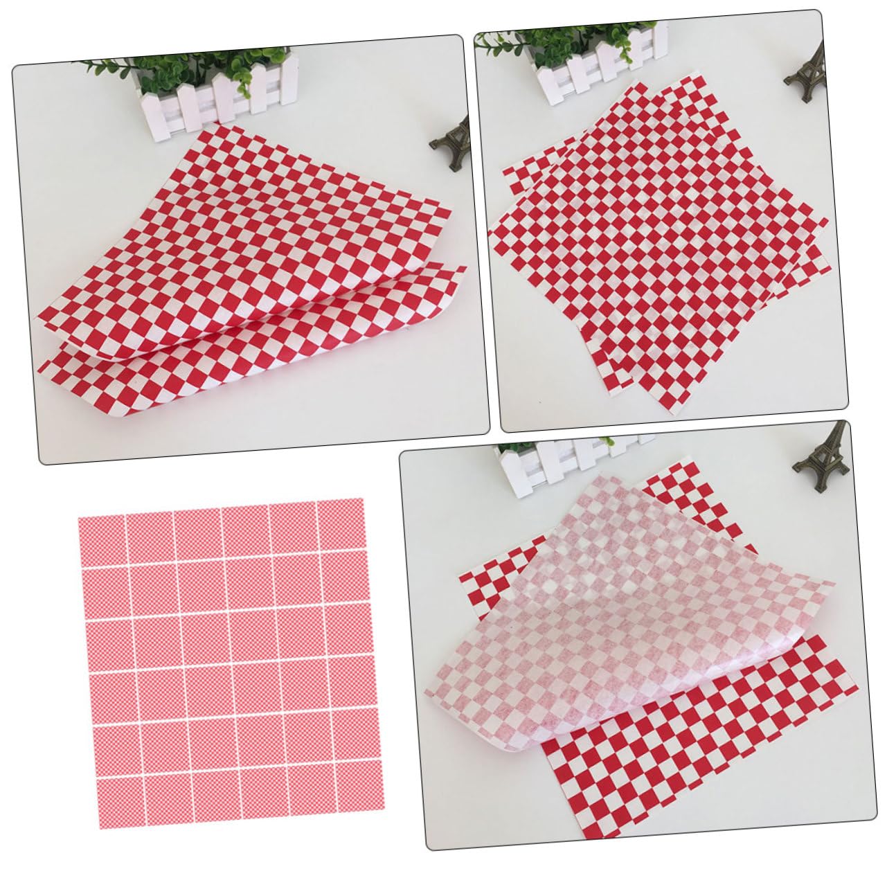 Papier Anti-graisse Rouge 200 Feuilles, Papier pour Aliments Frits