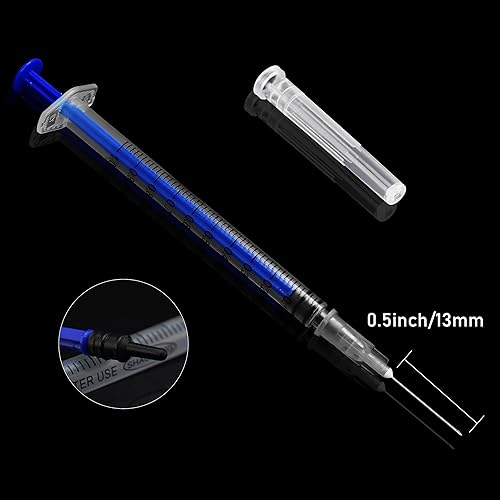 Miniatura 4 de Jeringas de 1 ccml con aguja de 27 Ga de 0.5 pulgadas desechables cada una envuelta individualmente, paquete de 100 unidades (0.0fl oz-27G-100