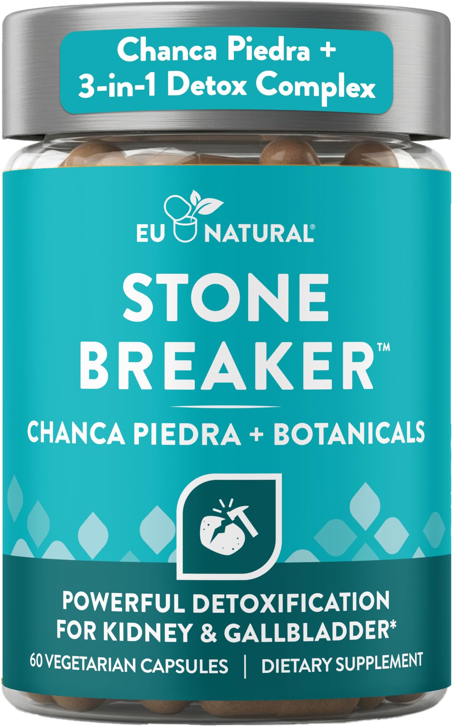 Eu Natural Stone Breaker Chanca Piedra Detoxify Urinary Tract, Flush Impurities, Clear System - 60 Vegetarian Soft Capsules