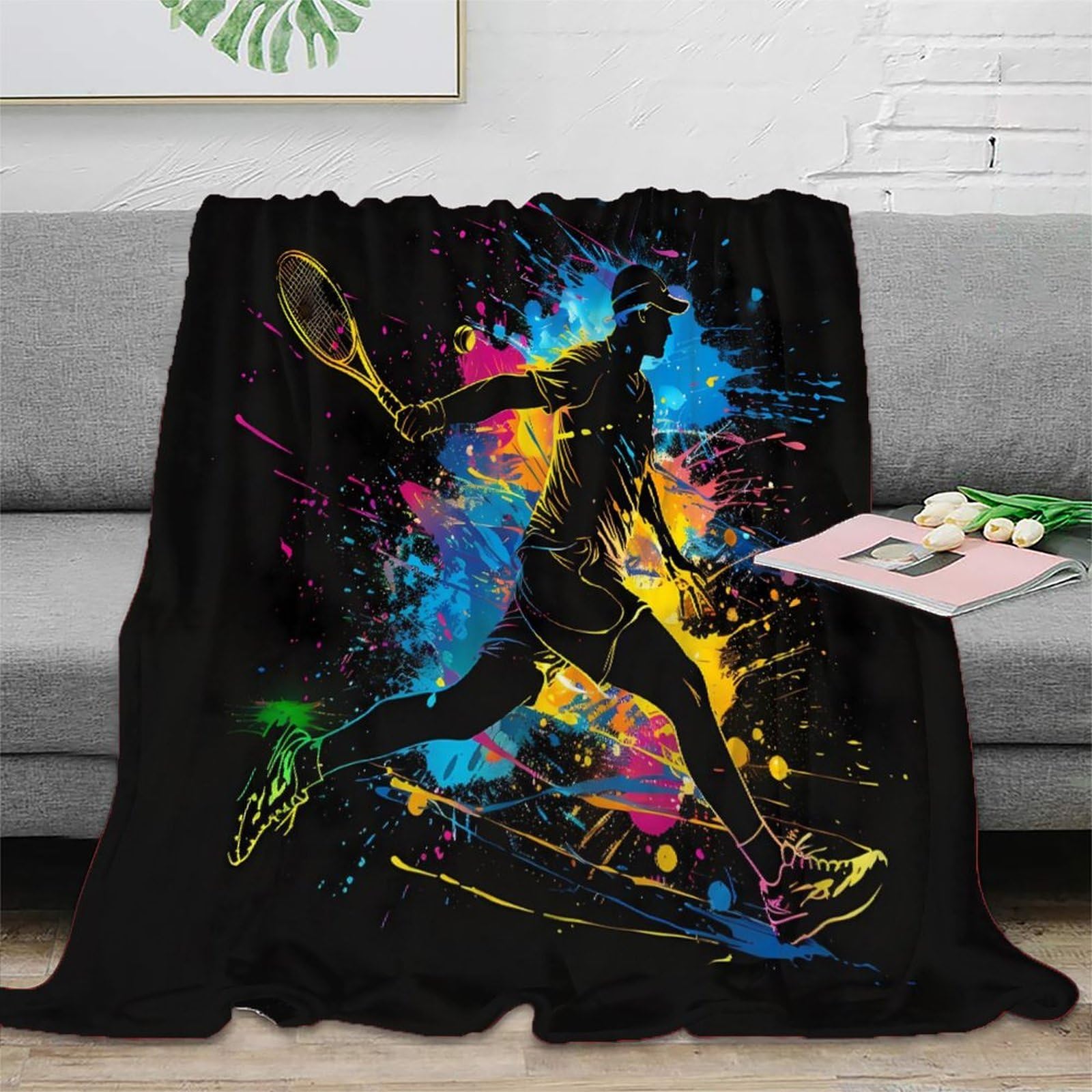 Couverture microfibre motif tennis pour réchauffer vos soirées d'hiver