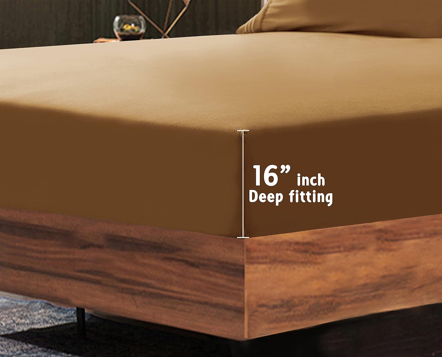 Elegant Comfort Luxe Quality Microfiber 3-Line Sheet Set Breathable, Buttery-Smooth Weave, 1500 Premium Hotel Quality, 4-Piece Sheet Set, Deep Pocket, King, Bronze
