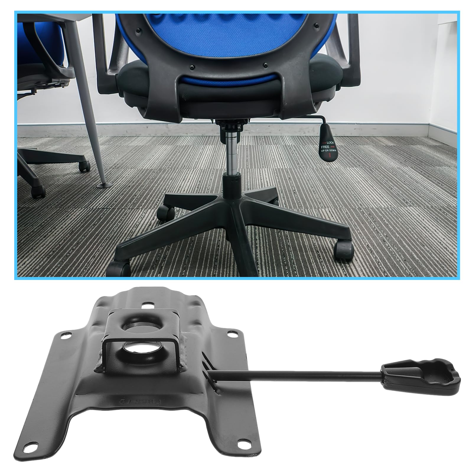 Placa para Control Inclinación Silla Oficina, Hierro Negro, 14x17, 5 CM | Montaje Sencillo, Apta para Sillón de Trabajo, Uso Diario Intenso, Pieza Robusta de Reemplazo