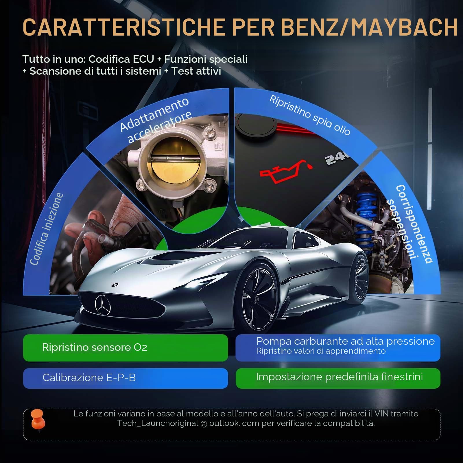 LAUNCH X431 Creader Elite 2.0 BBA OBD2 Scanner per BBA, BMW/Benz