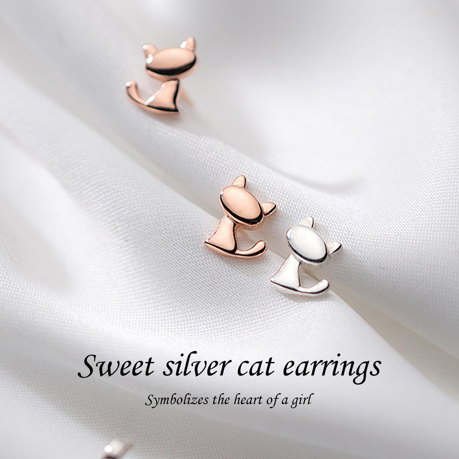 3 Pares De Aretes De Gatito Y 1 Bolsa De Almacenamiento, Lindos Aretes, Aretes De Diseño Simple, Aretes Decorativos De Moda