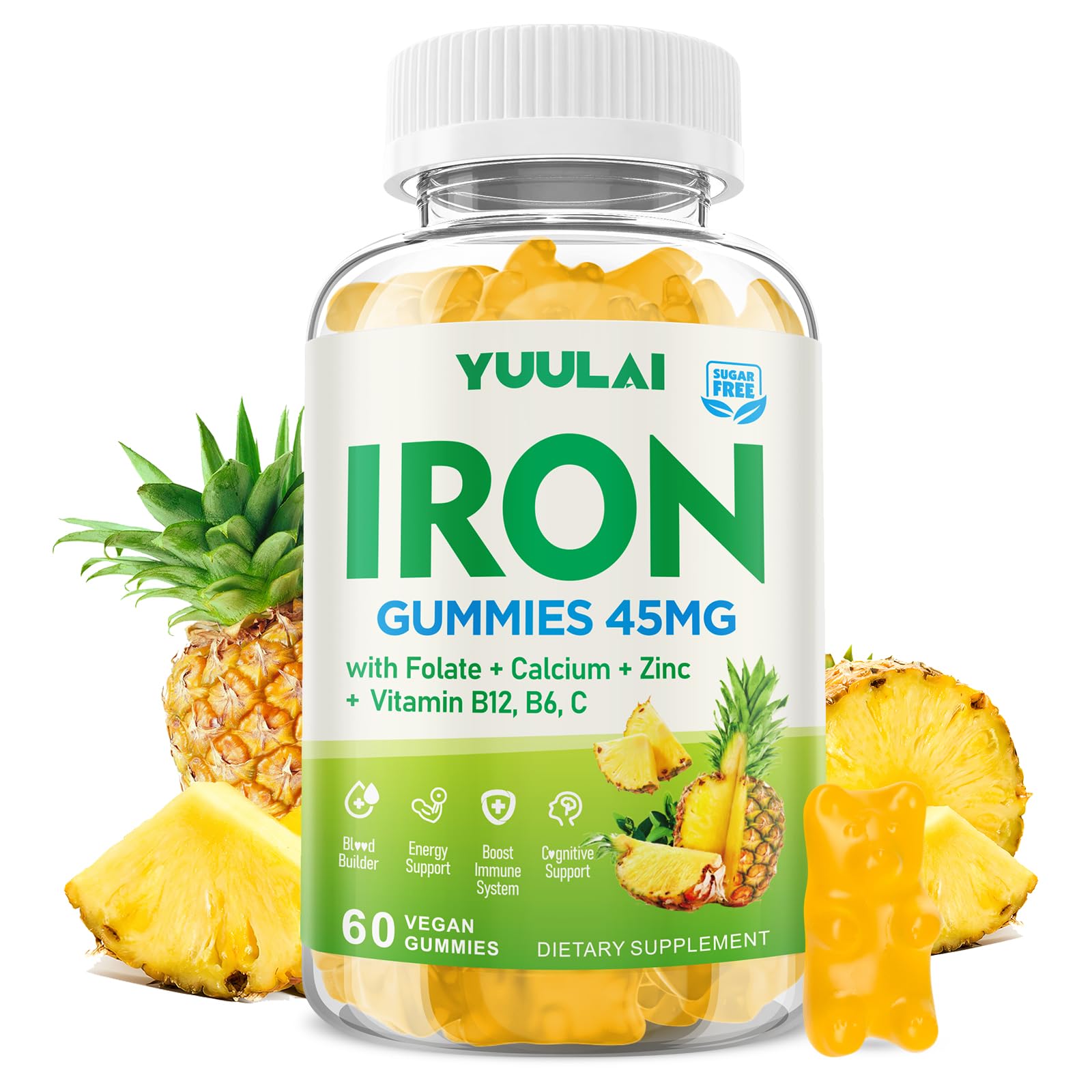 Iron Gummies for Women & Men, 60 Count 60 Count (Pack of 1)