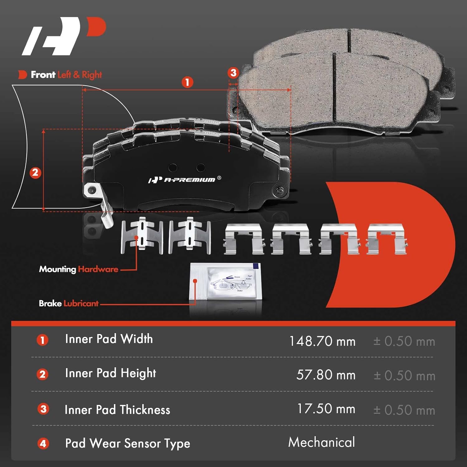 A-Premium Front Ceramic Brake Pads Set Compatible with Acura, Honda and Isuzu Models - CL 1997-1999, Accord 1991-2002, Integra, CR-V, Legend, NSX, RL, TL, Odyssey, Vigor, Prelude, Oasis, 4-Pack