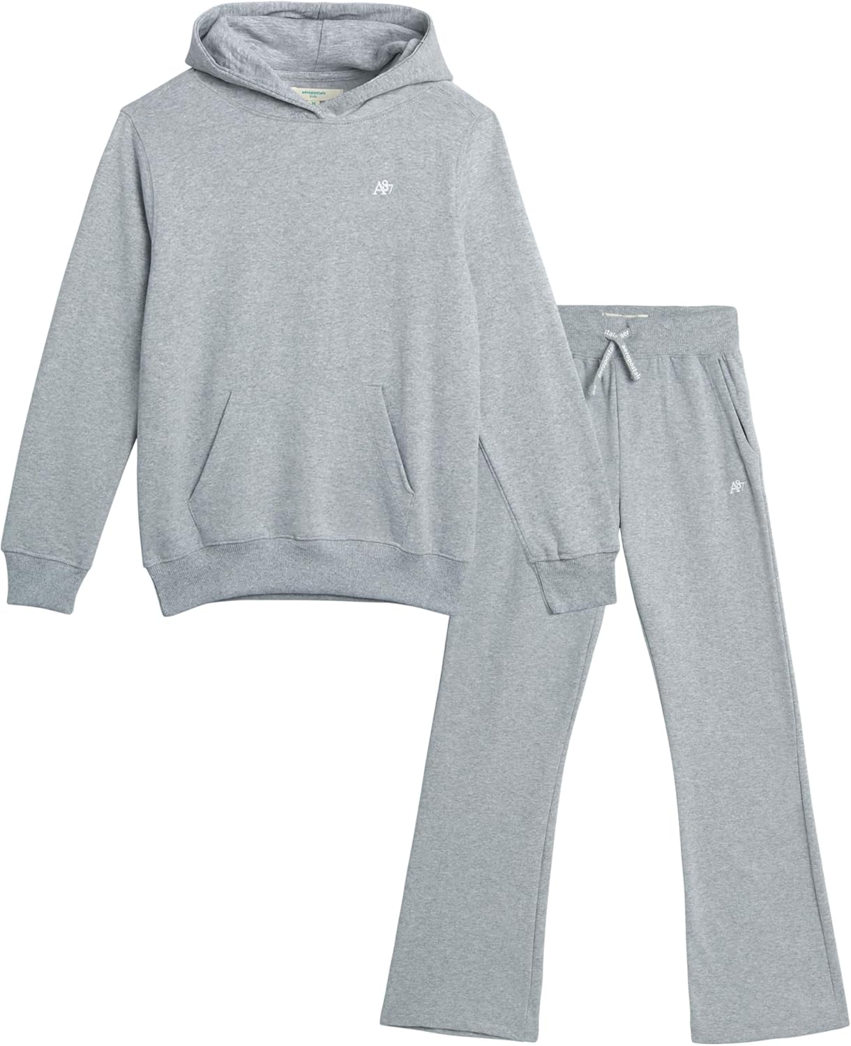 AEROPOSTALE Girls Sweatsuit Set - 2 Piece Fleece Hoodie Sweatshirt, Flare Jogger Sweatpants - Track Suit Set for Girls, 7-16