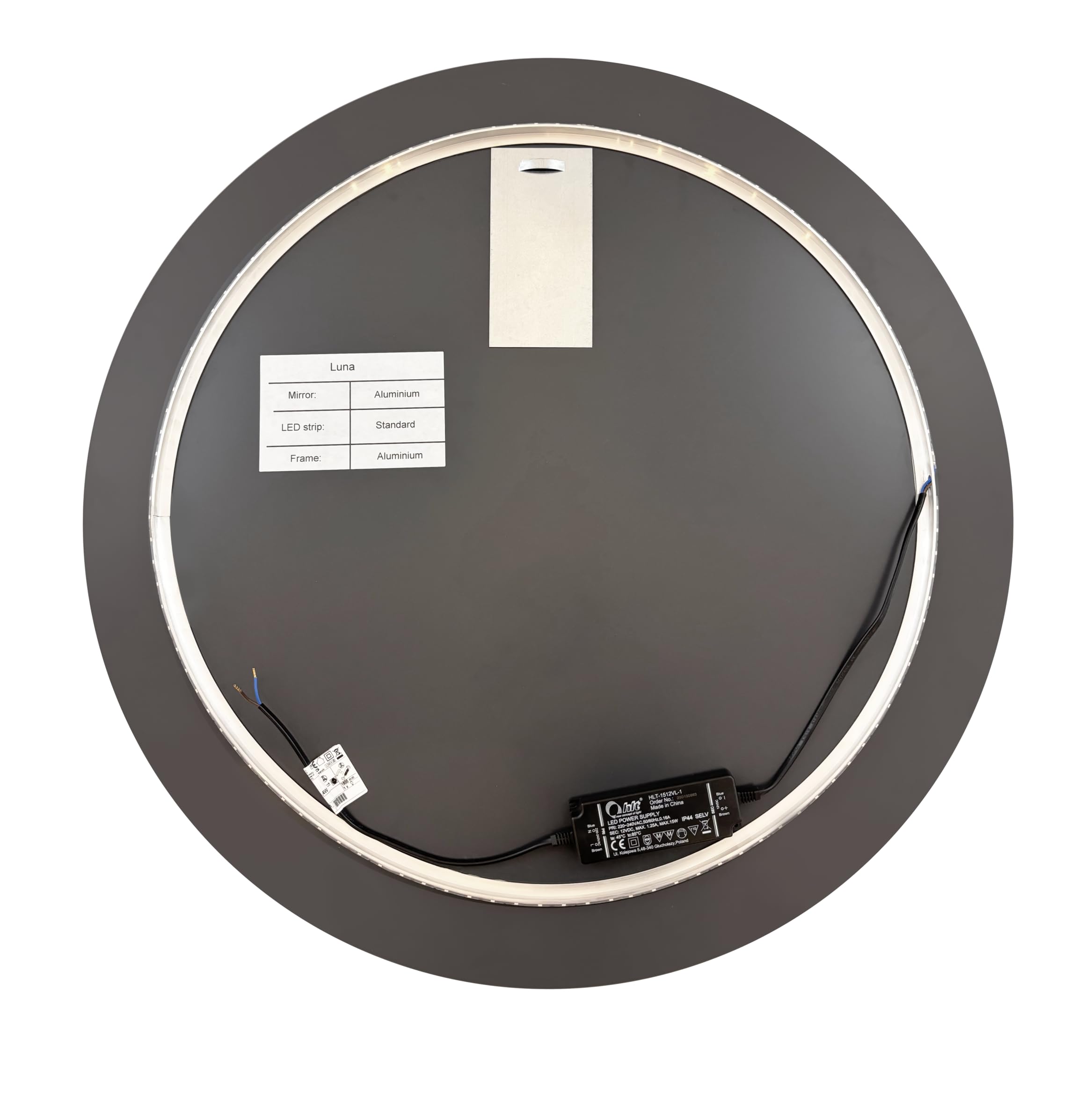 BD ART - Wandspiegel - Badspiegel - Rund Ø 60cm - mit LED Beleuchtung - Lichtfarbe Warm 3600K, IP44 - Spiegel Groß - Aluminiumrahmen - Bad Wand Spiegel