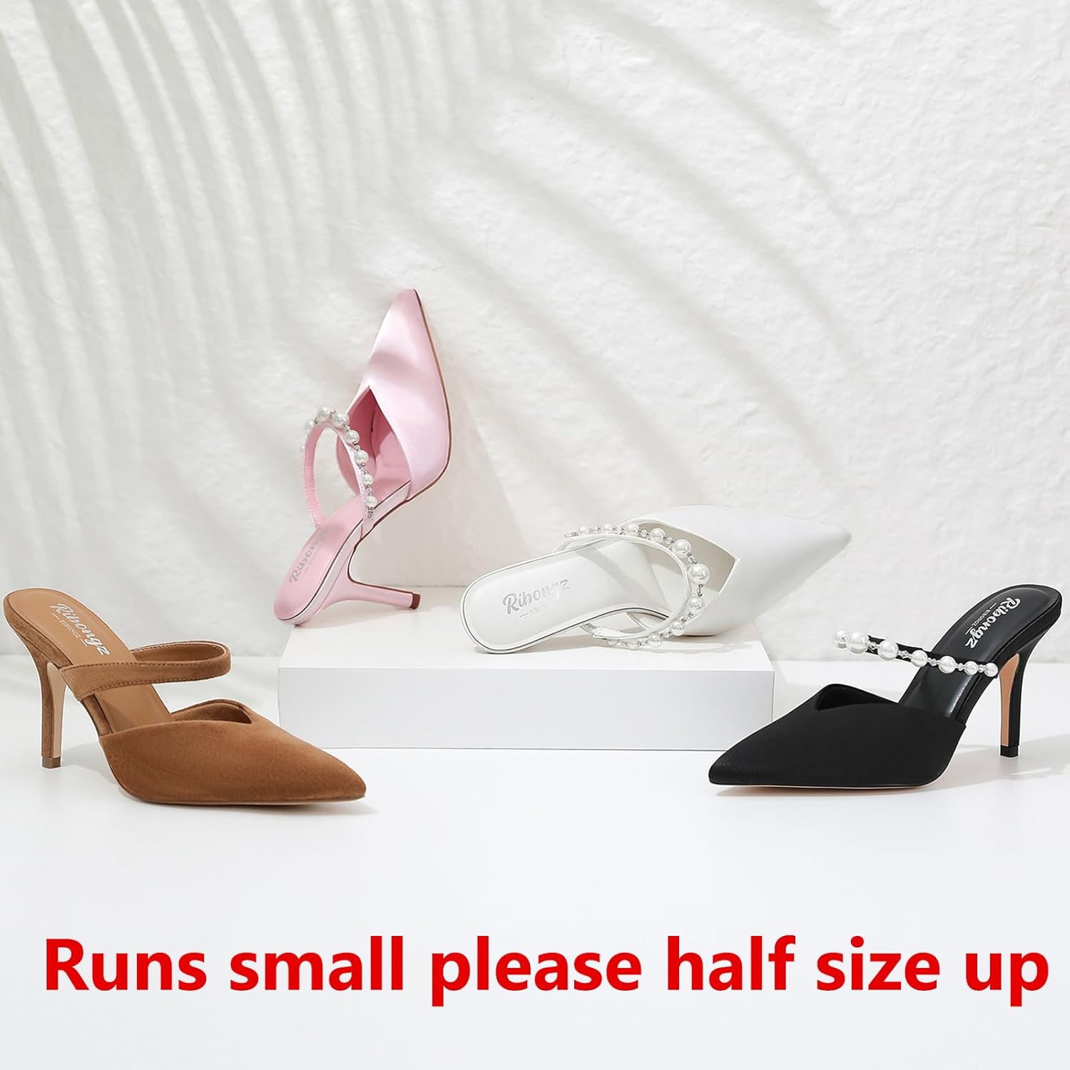 RINBONGZ Women's Pearl High Heels Pointed Closed Toe Wedding Shoes for Bride Stiletto Ankle Strap Satin Pumps Elegant Bridal Formal Party Evening Work Dress Shoes - Image 9