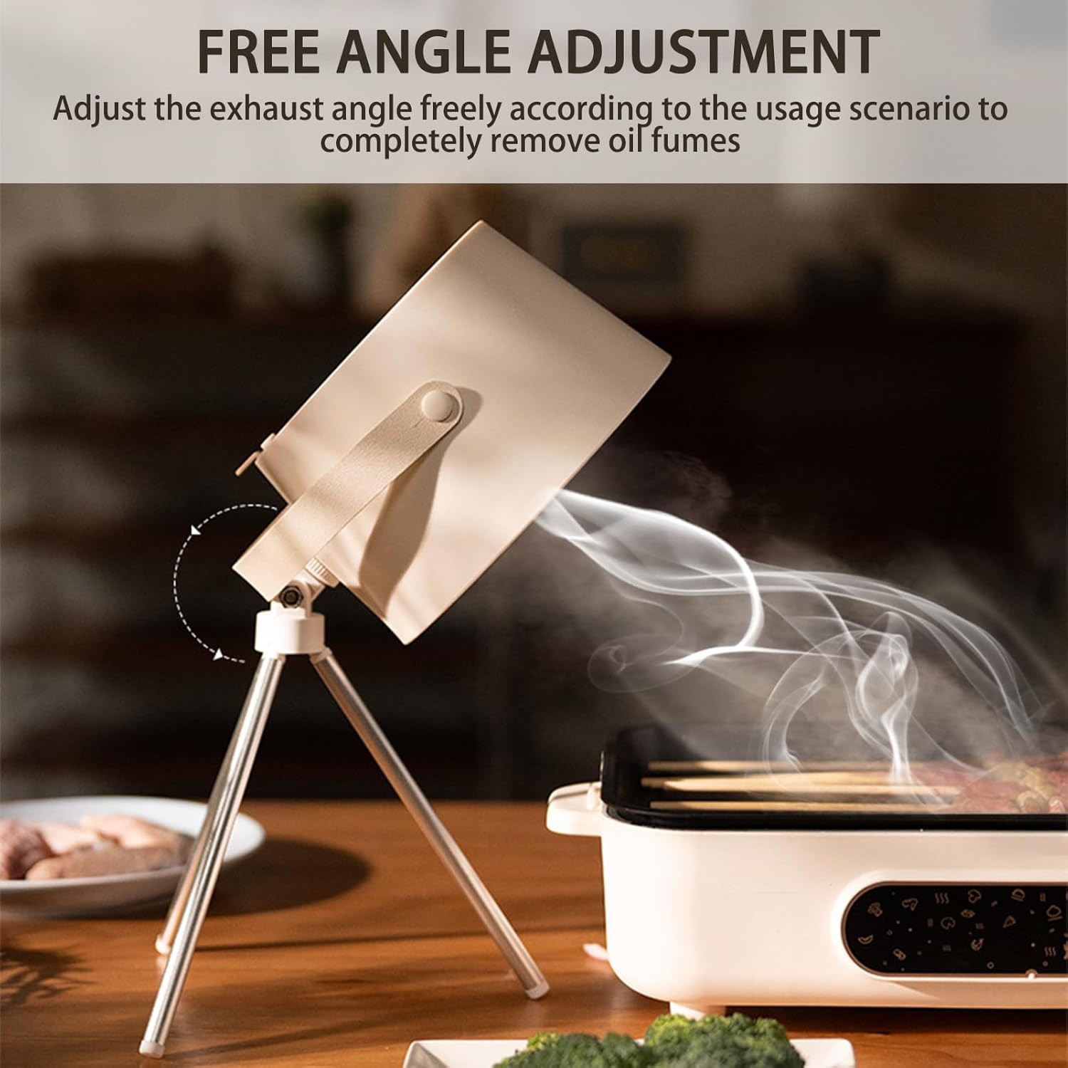 SAYTAY Portable Puff Chill Fan, Adjustable Angle 3-Speed Tripod Desktop Fans, Home Fans with 2 Replaceable Filters, Widely Applicable Mobile Large Suction and Fan (White)