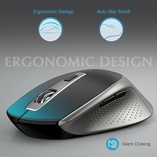 Miniatura 4 de J JOYACCESS - Juego de teclado y mouse inalámbricos elegante y ergonómico de 2.4 G, portátil y cómodo para viajes, compatible con