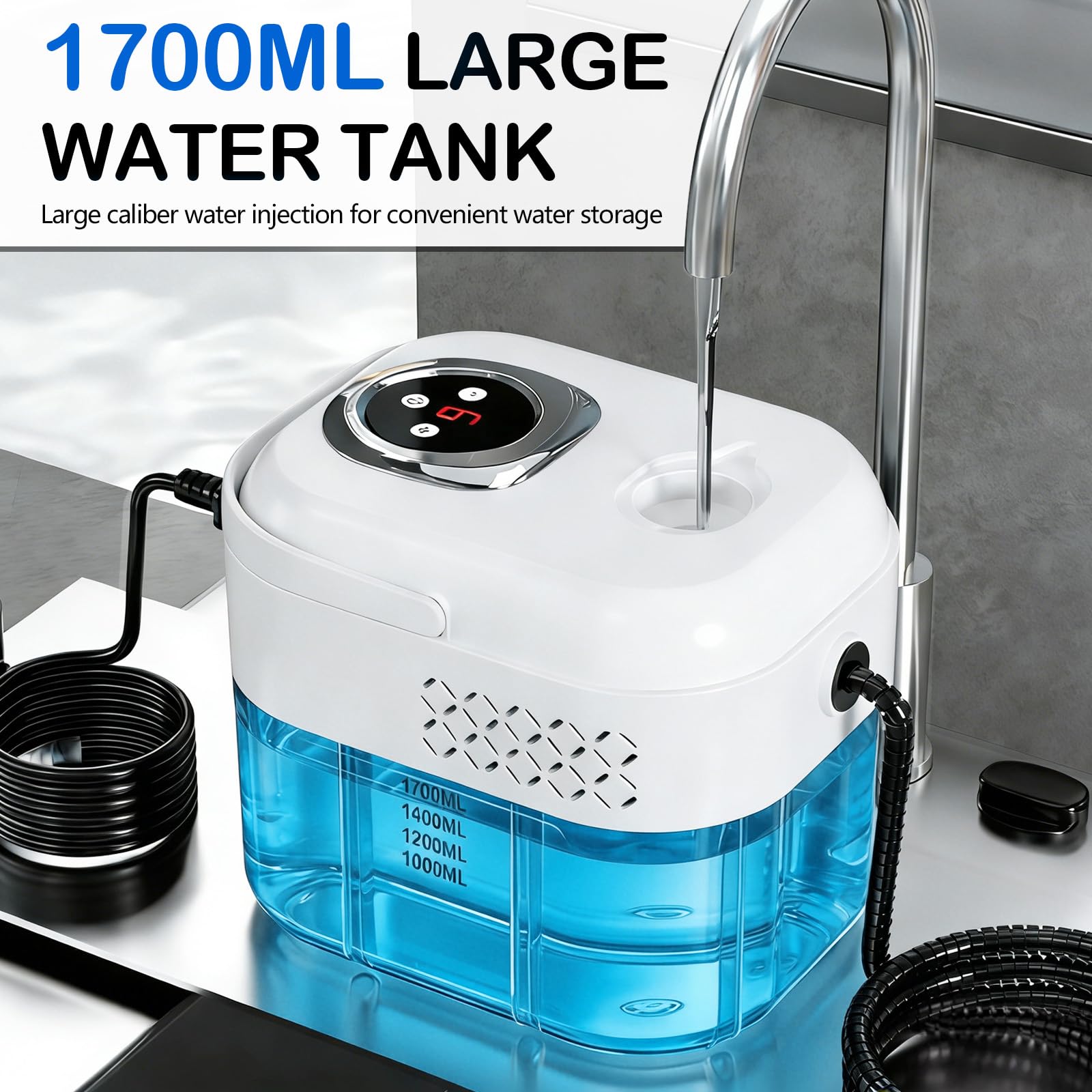 Limpiador a Vapor 2500W, Vaporeta de Mano Portátil 1700ml, Alta Temperatura para Ventanas, Cocina, Piso