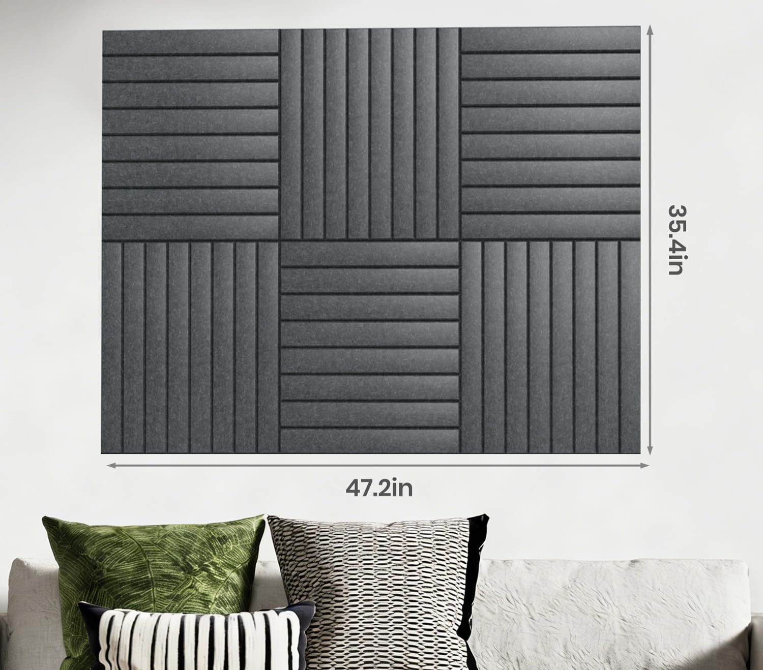 Große Filz-Korkplatte Alternative 90 x 60 cm Pinnwand Bulletin Board für Zuhause, Büro, Küche, Fotos, Memos – 6er-Pack Abnehmbare Filz-Wandfliesen mit 20 Pinnnadeln – Dunkelgrau