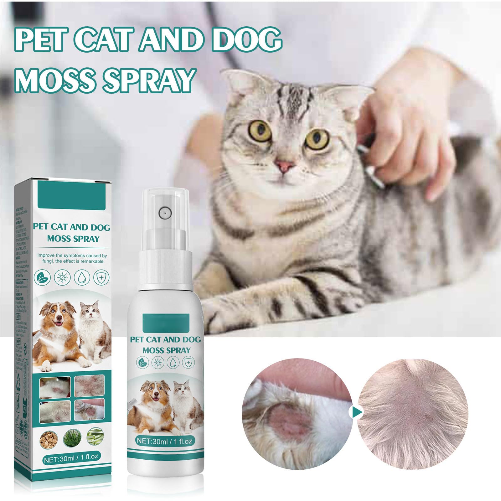 Spray Antiseptique pour Chiens et Chats,Spray de Guérison pour Animaux,Gel Soin des Plaies pour Animaux,Spray de Cicatrisation pour Animaux de Compagnie,1PC