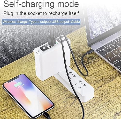 Miniatura 3 de BoxWave Cargador compatible con ASUS ROG Flow Z13-ACRNM RMT02 - Cargador de pared inalámbrico Rejuva (10000mAh) (18W), cargador de pared inalámbrico