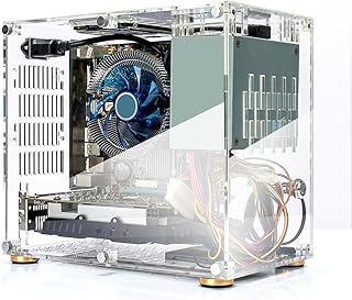 Mini ITX PC Case, Mini Computer Case, 360 Degrees Open Hollow Cooling DIY Case, Transparent Acrylic Computer Case, DIY Des...