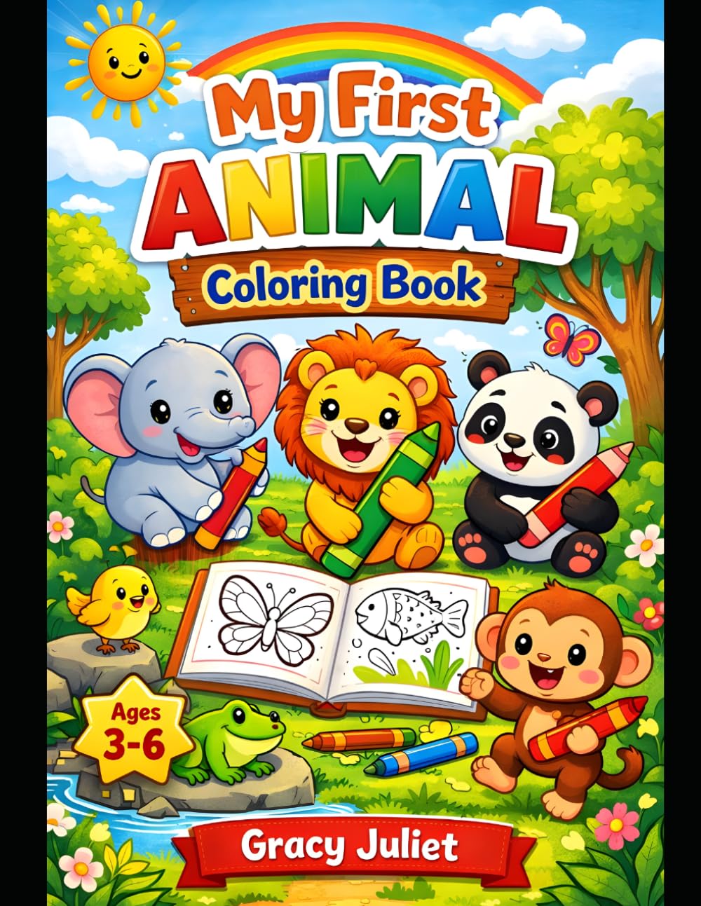 Cute Animals Coloring Book for Kids: Fun and Easy Cute Animal Coloring Pages for Kids Ages 3–6 | Simple Bold Designs for Toddlers, Preschoolers, and Beginners