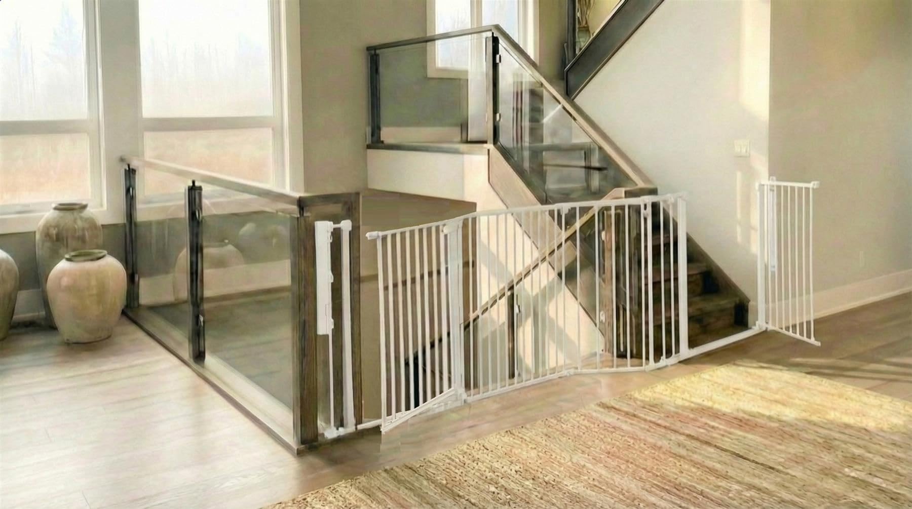 Safetots Two Door Multi Panel Stair Gate, White, Up to 298cm — image 1