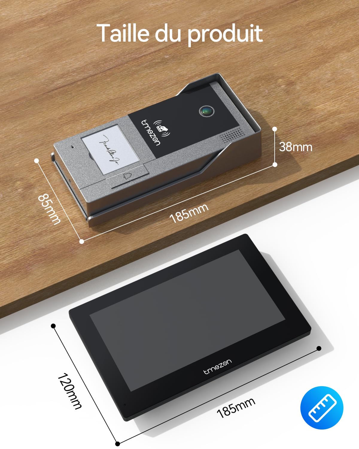 TMEZON M790 Visiophone connecté WiFi, Interphone Vidéo Filaire 2 Fils avec Deux moniteurs,Ecran Tactile Couleur 7", 1080P Sonnette Vidéo Vision Nocturne, APP Déverrouillage à Distance,Une Famille