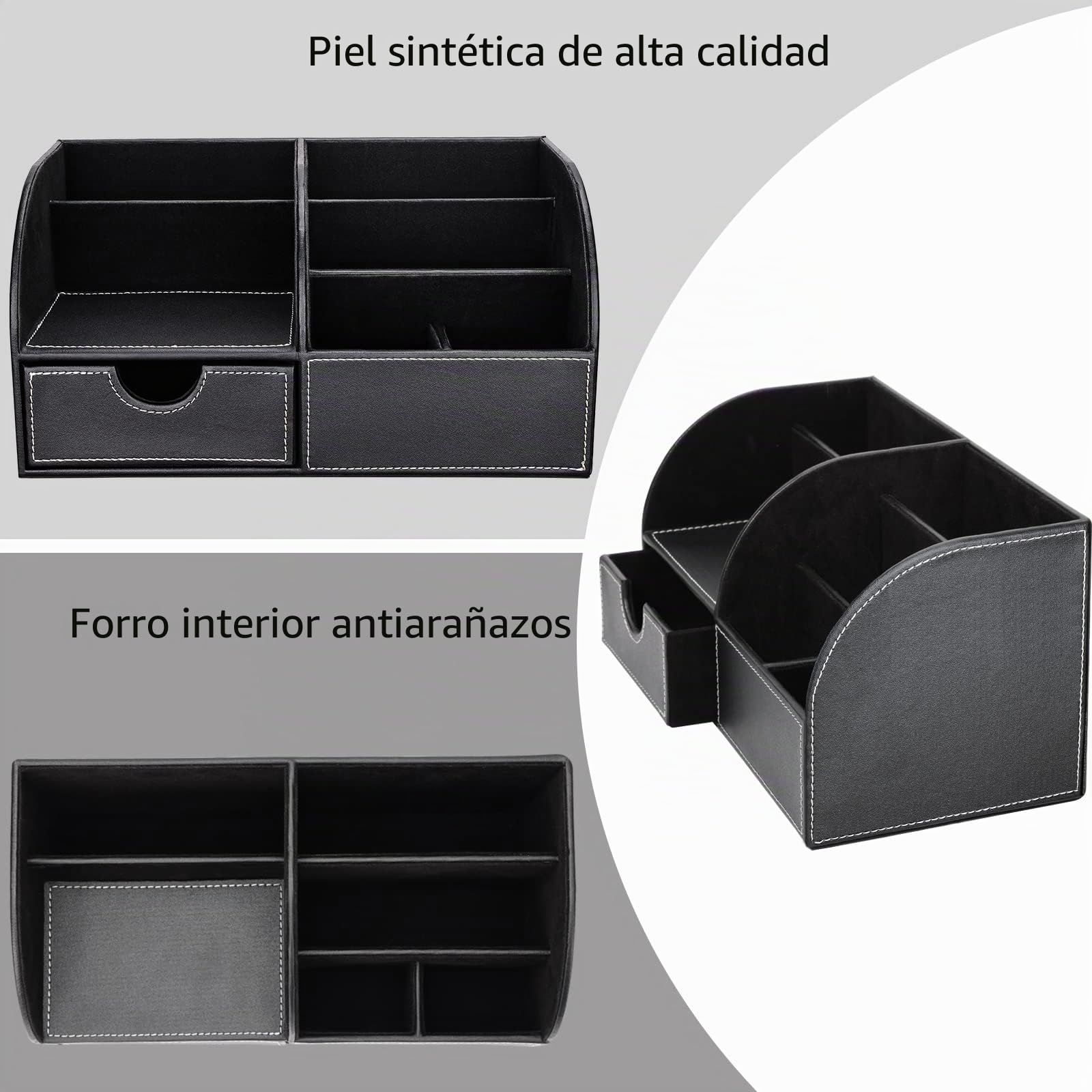 Richblue Organizador de Escritorio/Lapiceros para Escritorio/Multifuncional Organizador Lapicero (L-Negro)