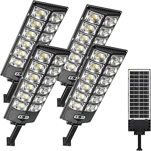 Miniatura 8 de ikaufen 80000LM 8500K Luz solar LED de calle 800 W, luces comerciales al aire libre, impermeables, de alto brillo LED, del atardecer al amanecer,