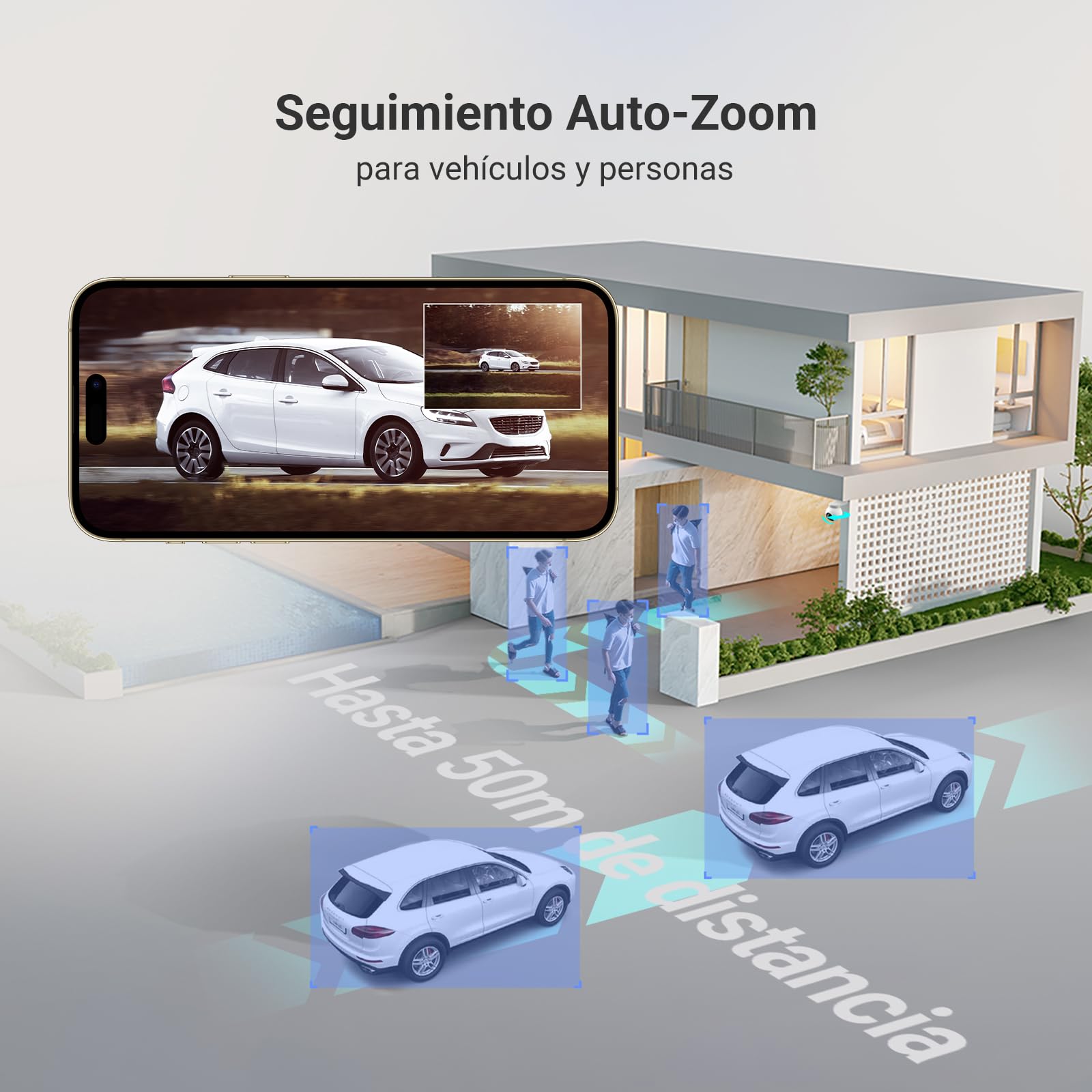 EZVIZ Cámara Vigilancia WiFi Exterior,12MP,Triple Lente,3 × 2K+ Cámara IP de Seguridad 360°,Visión Nocturna en Color,IA Detección Persona/Vehículo,12× Zoom,Sirena,Alexa,Impermeable,H80F Multi
