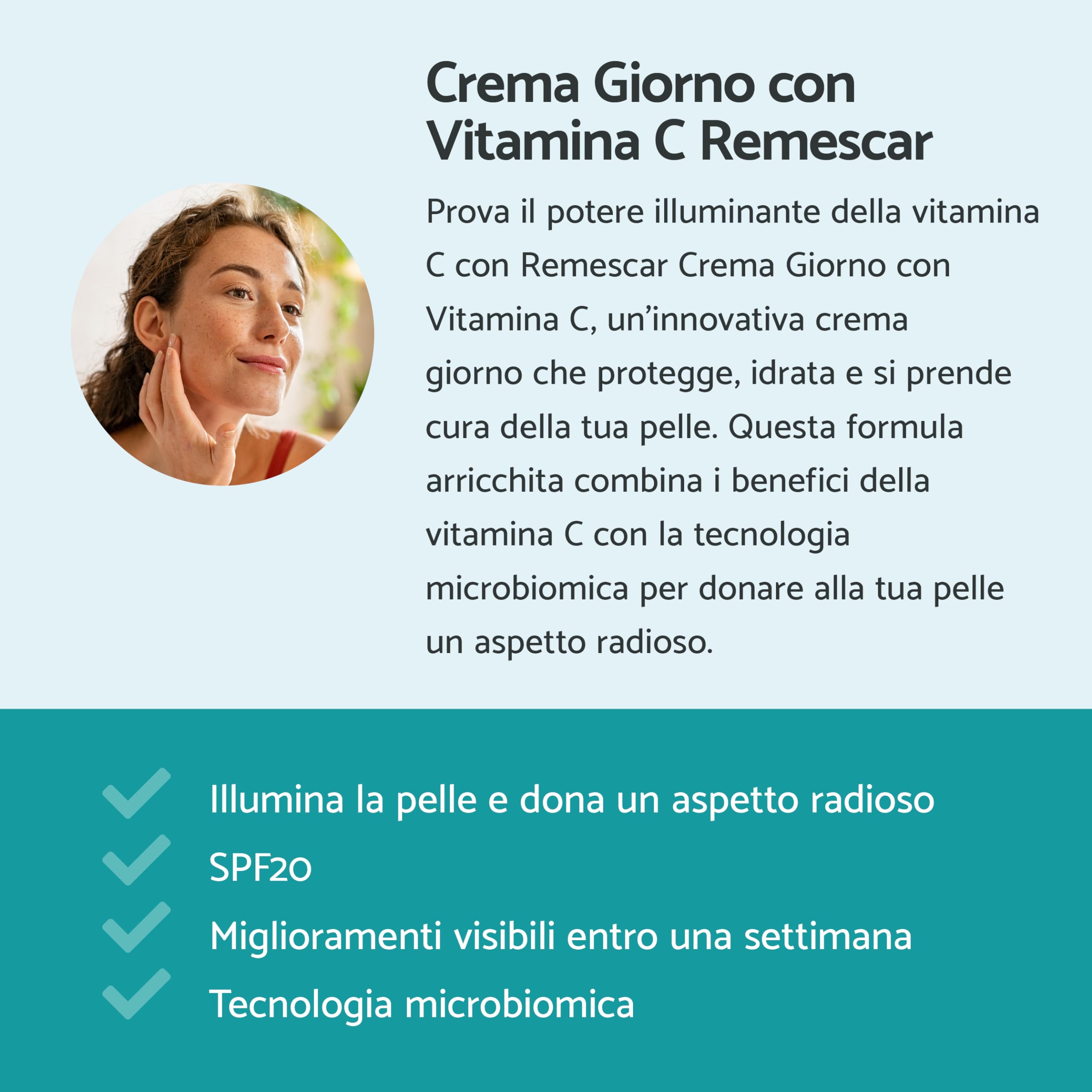 Remescar Crema Giorno Vitamina C SPF20 + Crema Notte Rigenerante – Duo Anti-Età Giorno e Notte – Idrata, Illumina e Rigenera la Pelle – Con Tecnologia Microbioma – 2 x 50 ml