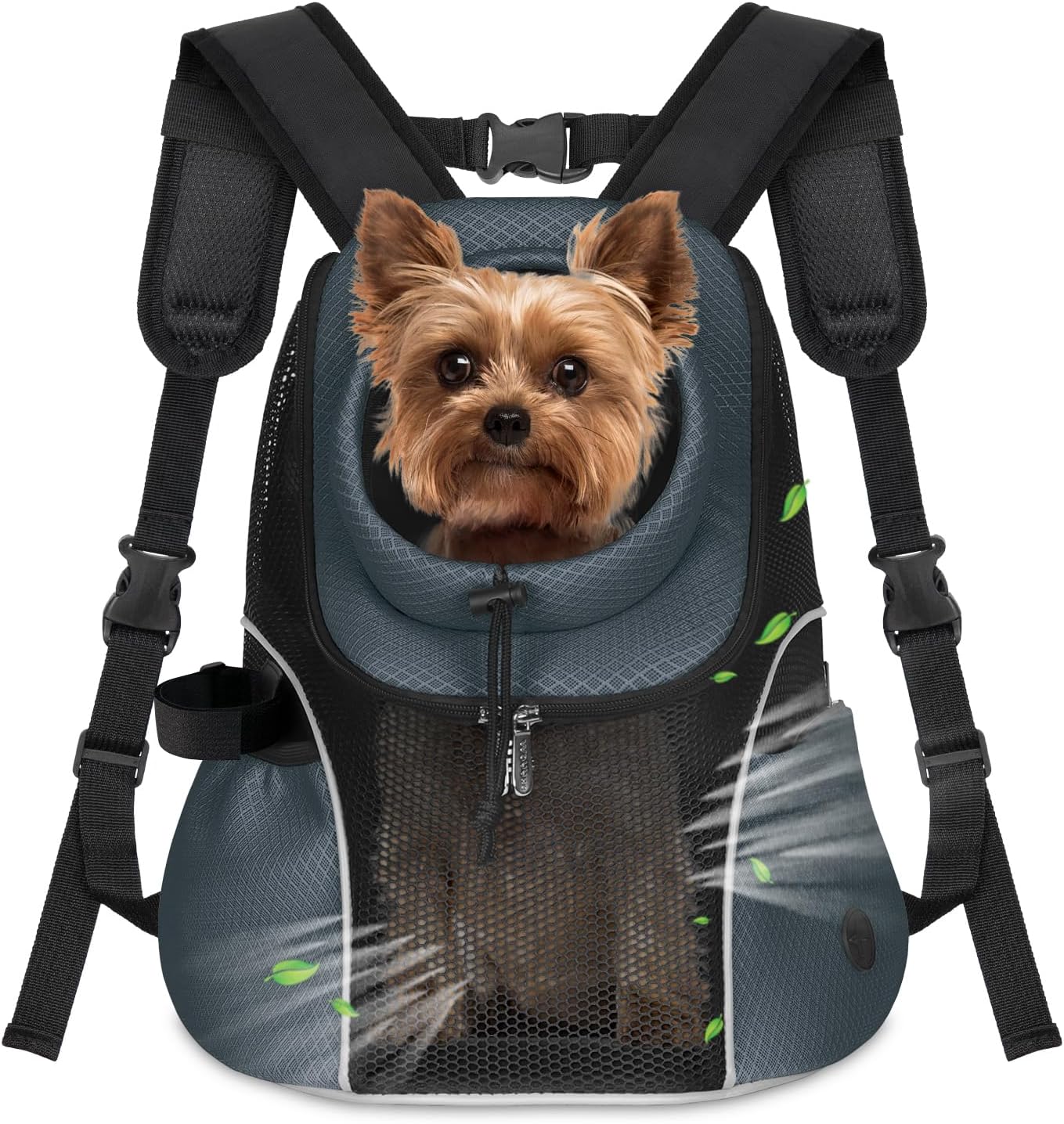WOYYHO Pet Dog Carrier Backpack Small Dog Front Backpack Ventilated Mesh Dog Travel Back Pack with Safety Belt for Travel Hiking Cycling Outdoor Adventures (Size M: 5-9 lbs, Dark Gray) Dark Gray Medium(5-9lbs)