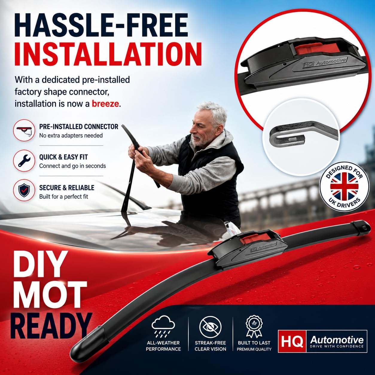 HQ Automotive Spazzole tergicristallo per DR AUTOMOBILES DR 6 SUV (2021 e versioni successive) Kit di ricambio tergicristalli anteriori