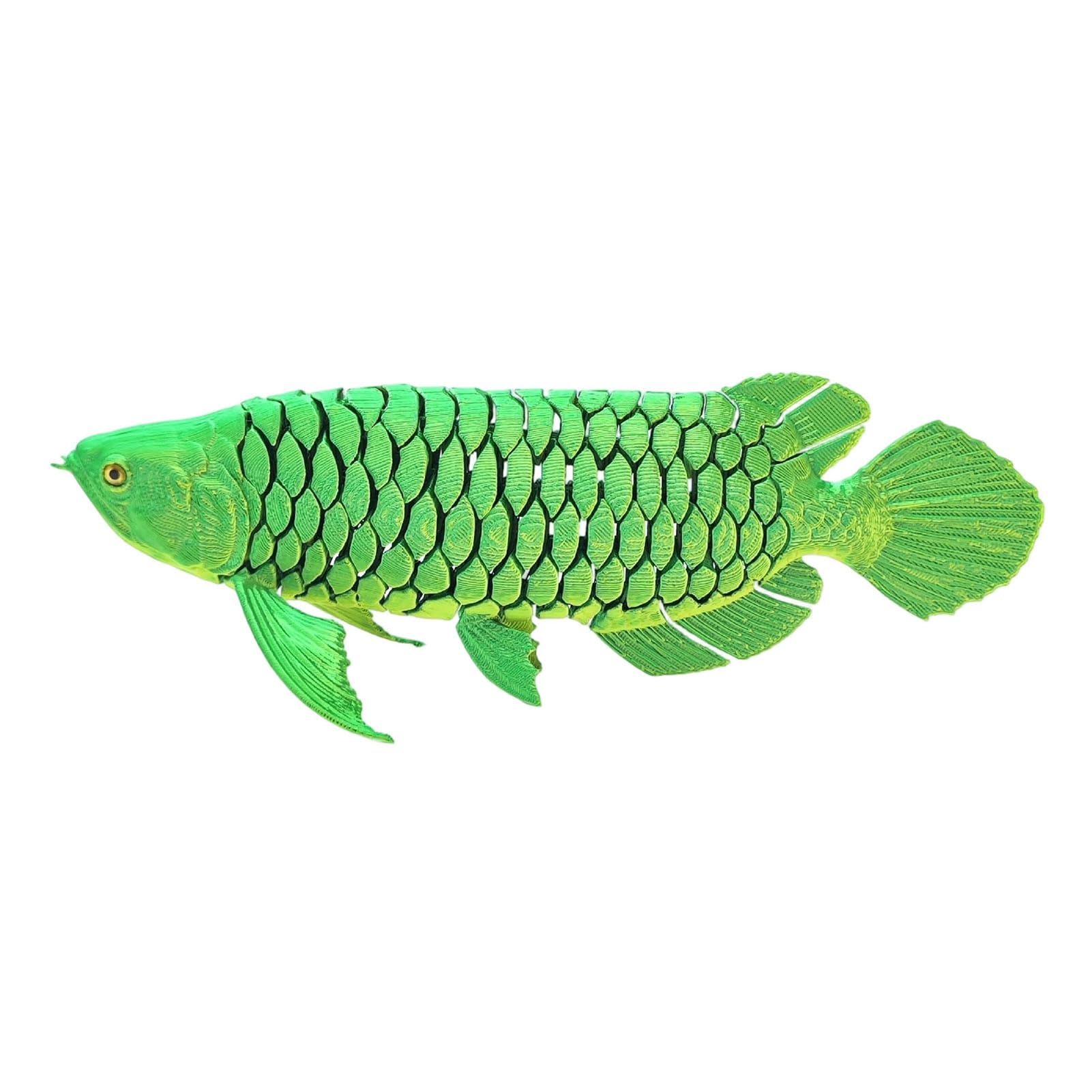 Porceosy 3D Printed Goldfish Figurine with Movable Joints, 23cm Articulated Fish Sculpture, Realistic Animal Ornament for Home Office Desk Decor, Creative Gift for Fish Lovers Yellow Green