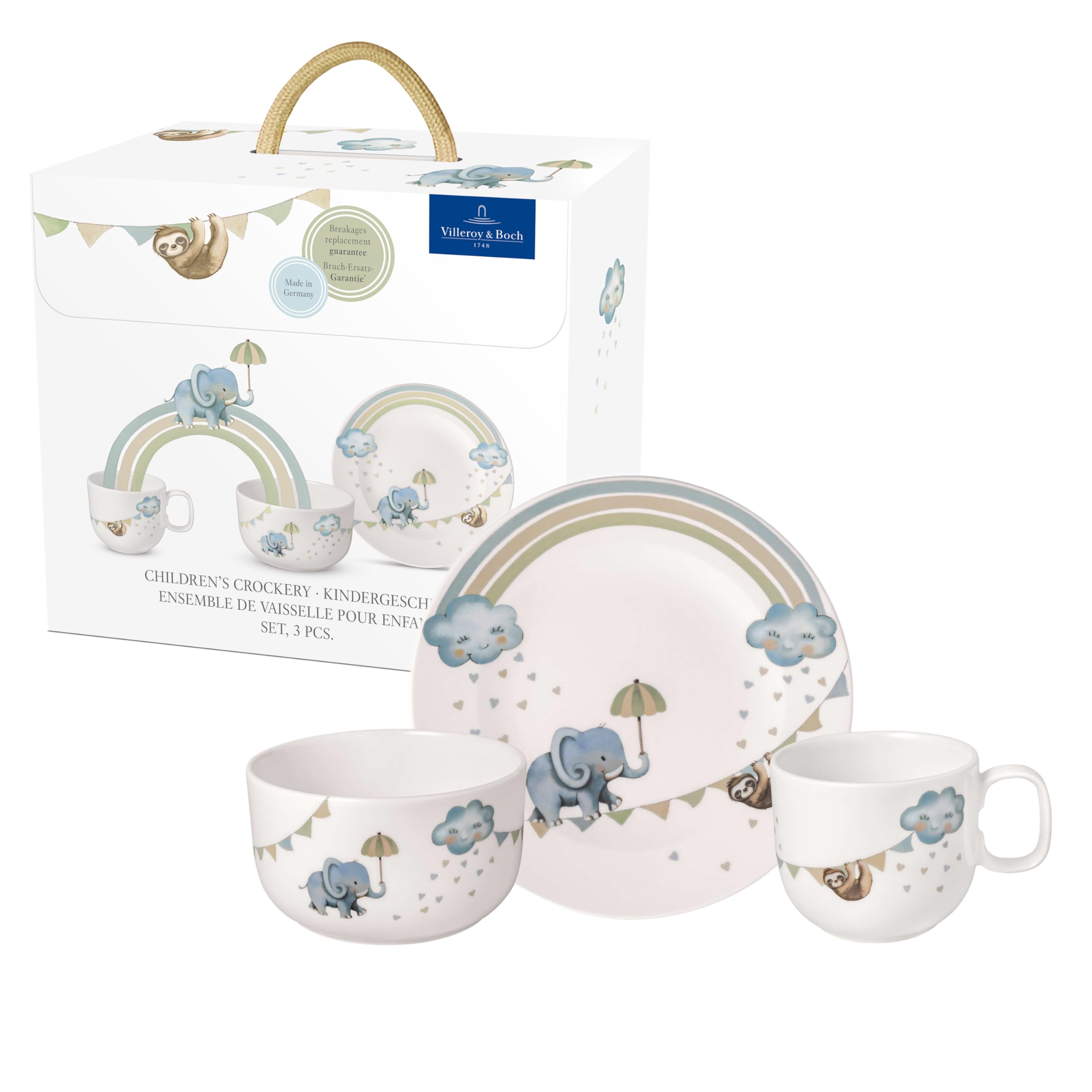 Villeroy & Boch - Boho Kids Walk Like an Elephant Children's Bowl, Porcelain Bowl in Boho Style, Children's Tableware Deep Bowl, 12.5 cm Ø, Dishwasher Safe, Microwave Safe, Multicolored