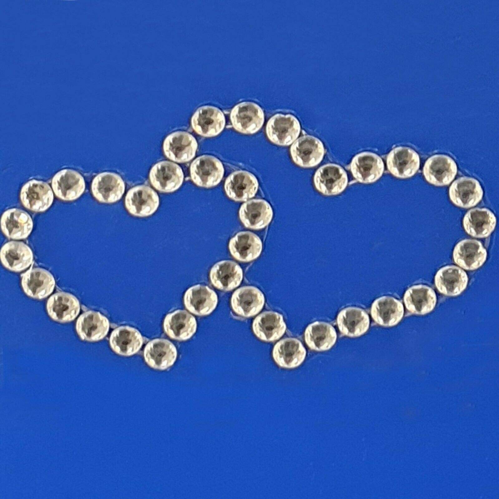 Pebble Eleven Silver 4.5Cm Large Double Heart Diamante Stickers Self Adhesive 3D Gem Craft Card Bling