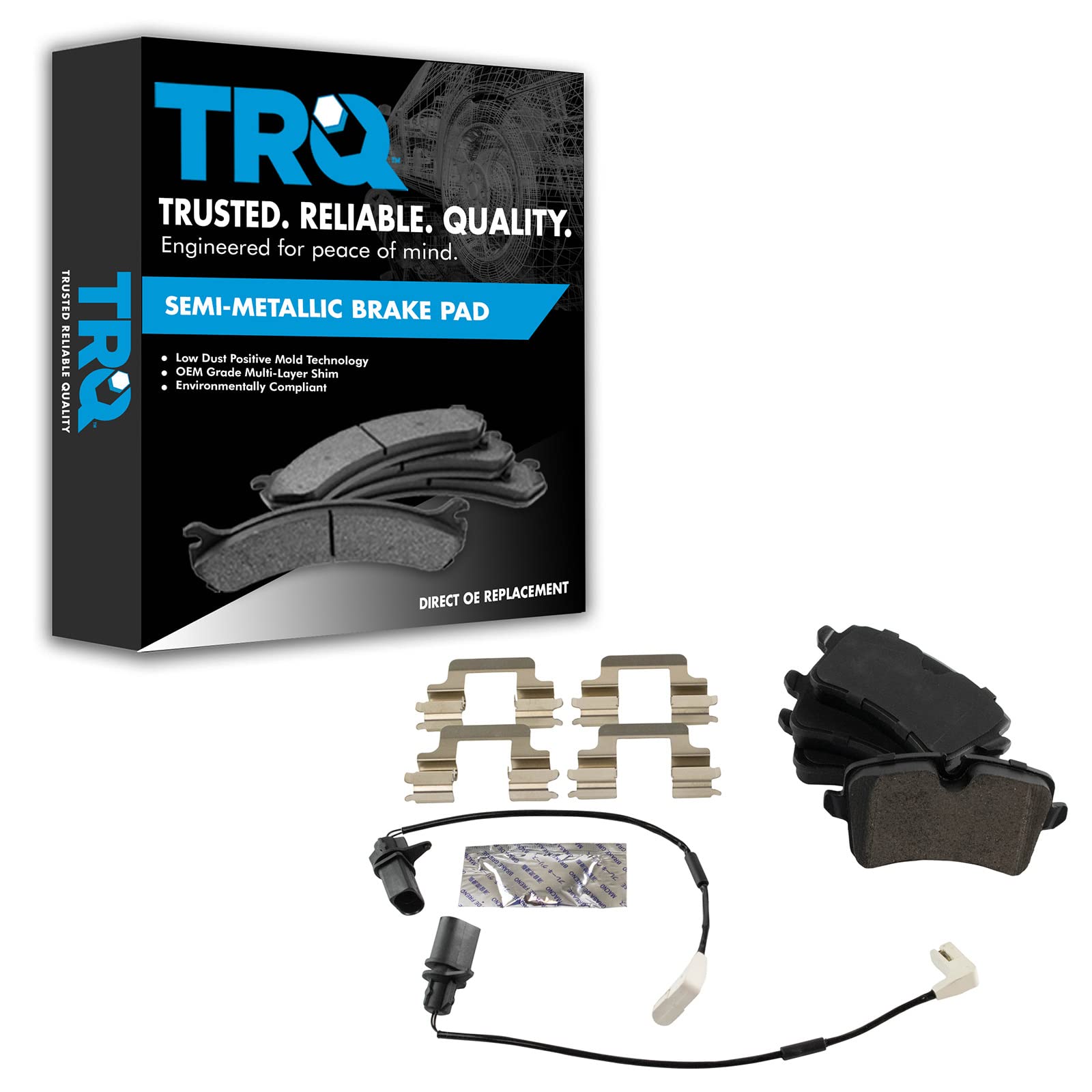 TRQ Rear Brake Pads Semi Metallic Hardware Compatible with 2012-2018 Audi A6 A6 Quattro A7 Quattro A8 Quattro RS5 RS7 S6 S7 S8 2015-2017 Porsche Macan