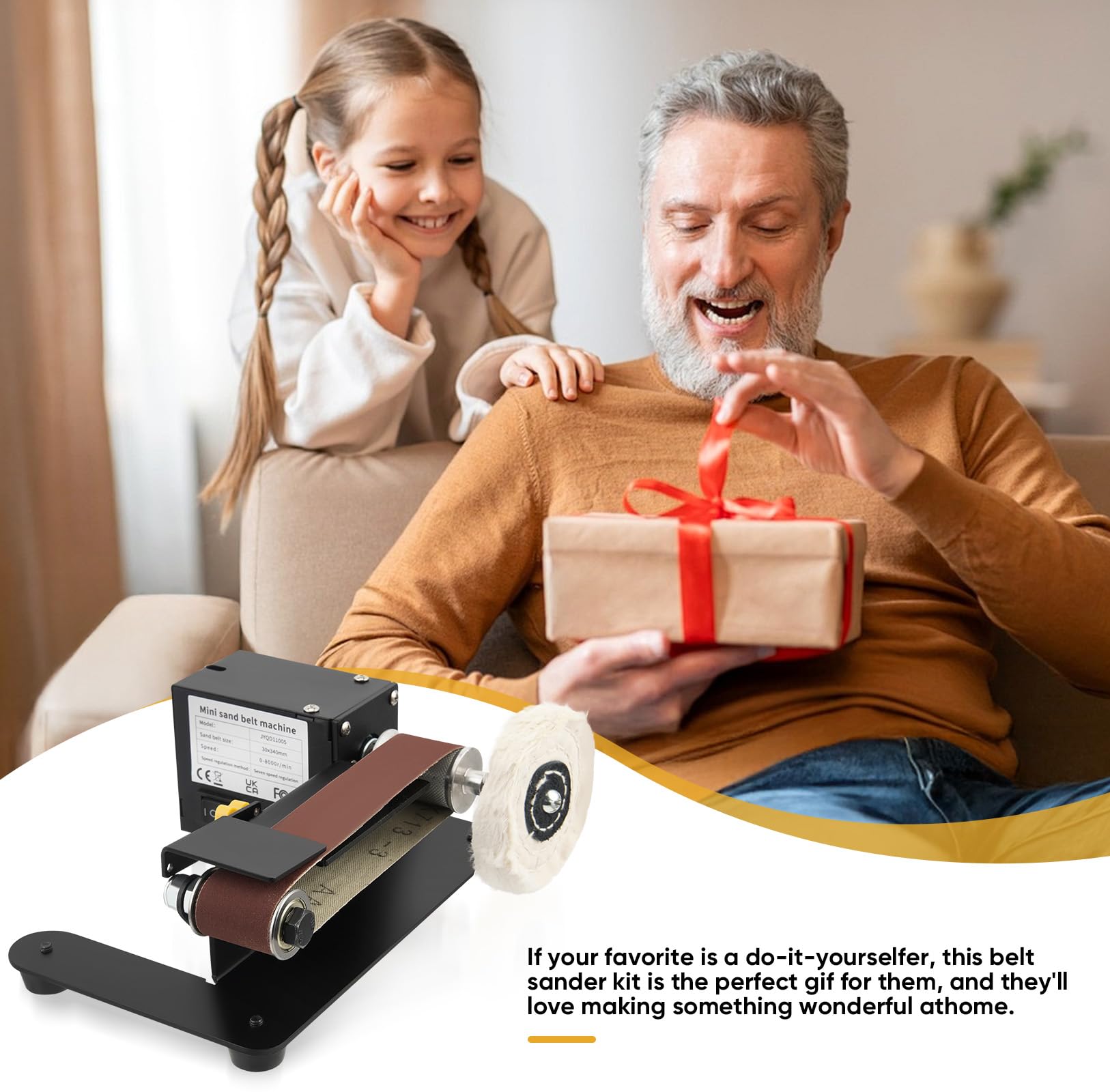 Levigatrice a nastro mini elettrica 250 W 7 velocità regolabili 330 x 30 mm per metallo legno