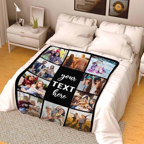 Miniatura 4 de Artsadd Manta personalizada de collage de 10 fotos para nieta hijo, manta de cama personalizada con imágenes para hija, hijo, manta de fotos