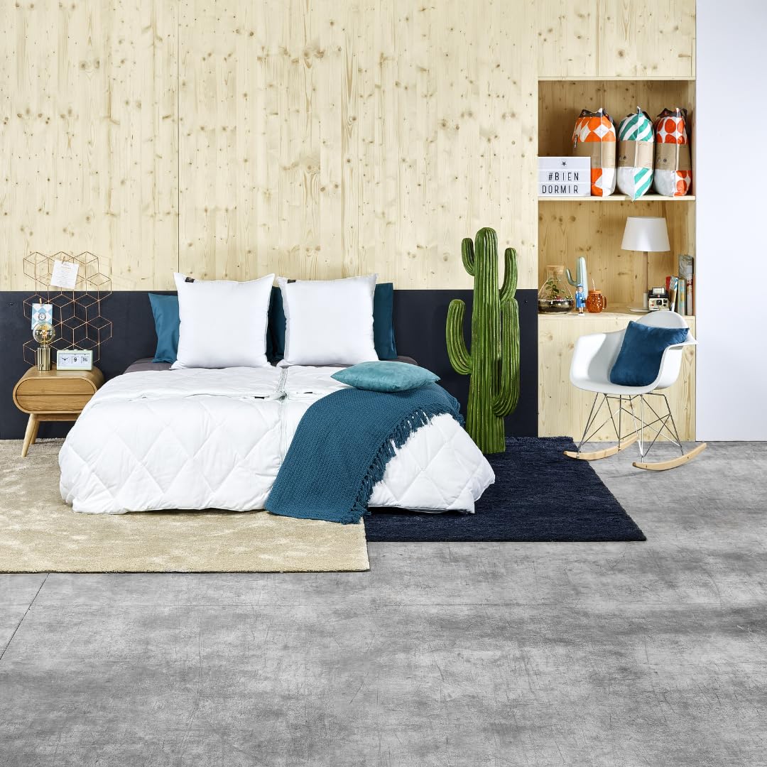 Oreiller Plat 60x60 Duvet & Plume | Couchage sur le ventre & dos - Garnissage naturel plumes léger - Anti-cambrure nuque - Douceur saine - Fabriqué en France