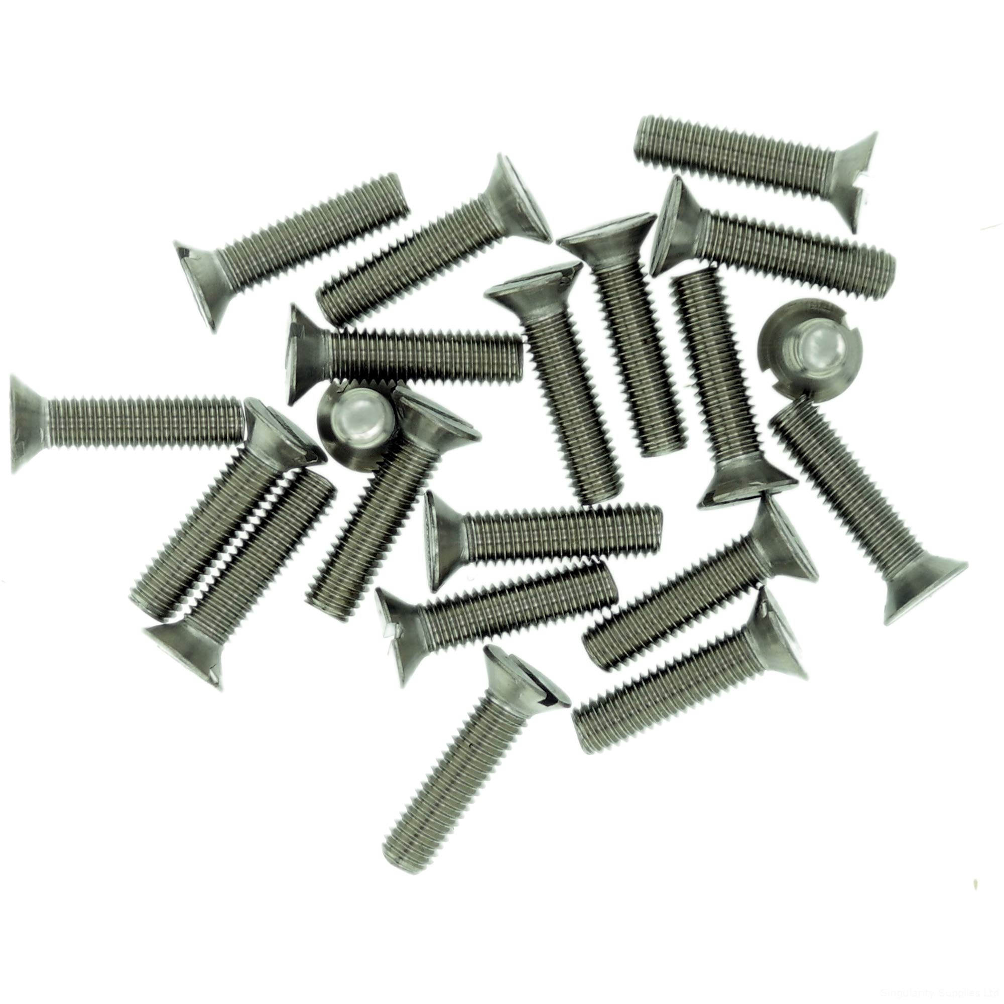 Singularity Supplies M5 (5Mm X 20Mm) Slot Countersunk Machine Screw (Bolt) - Stainless Steel (A2) (Pack Of 20)