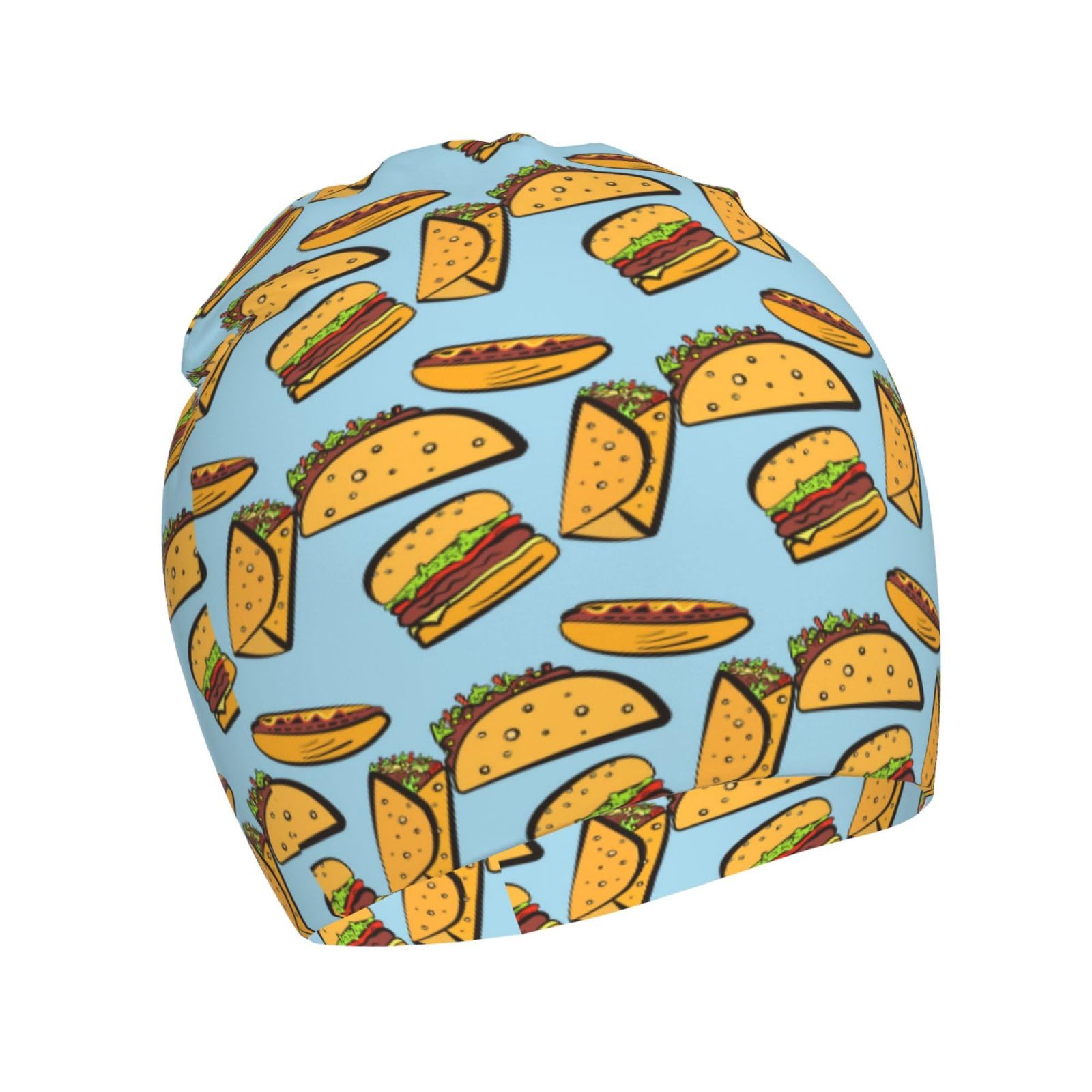 Taco Hamburger Hot Dog Kids Beanie Hats Warm Knit Beanie Cap Skull Caps Gifts Decor for Boys Girls White