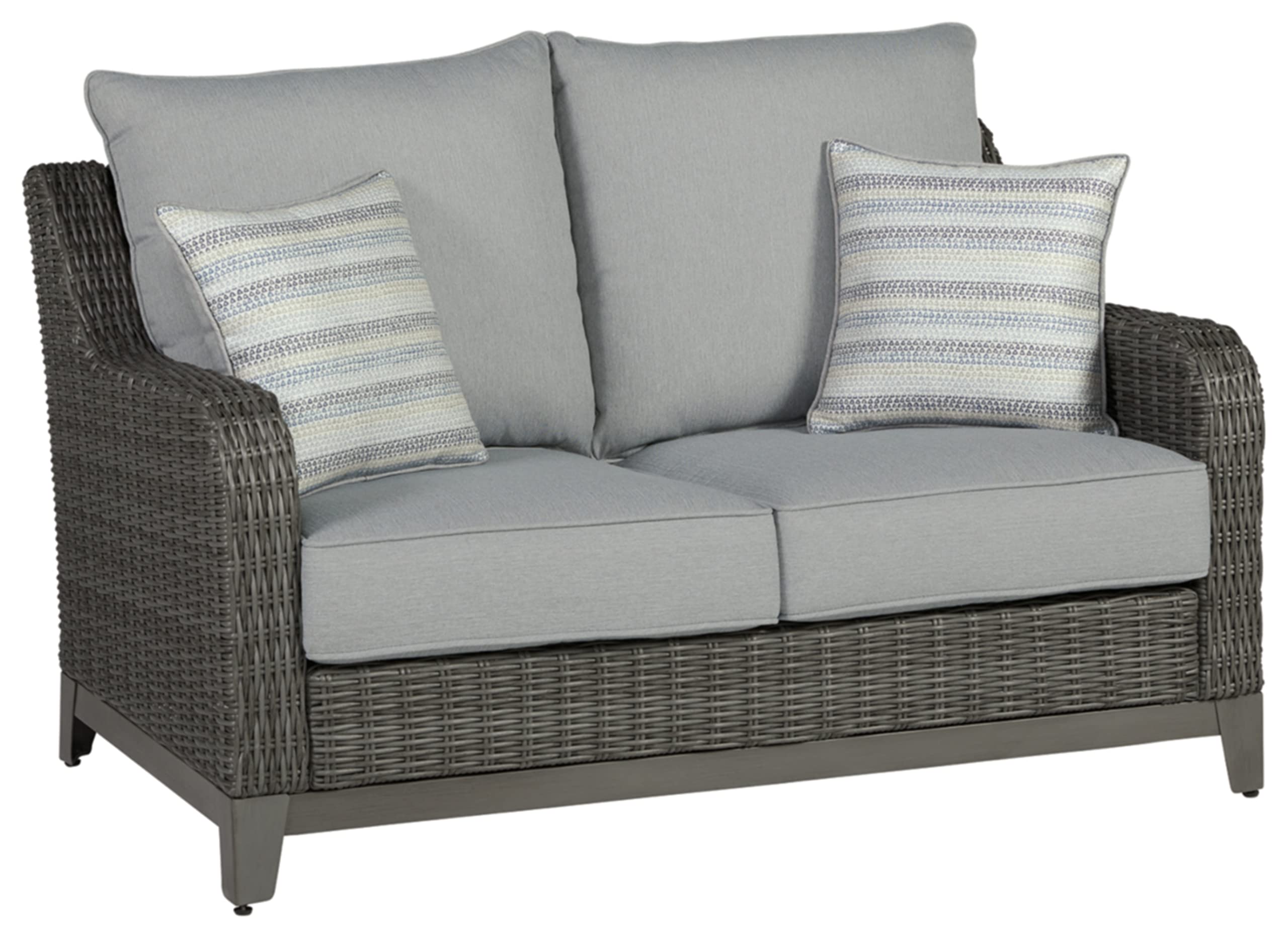 Amazon.com : Signature Design by Ashley Outdoor Elite Park Patio Wicker  Loveseat with Cushion, Gray : Patio, Lawn & Garden